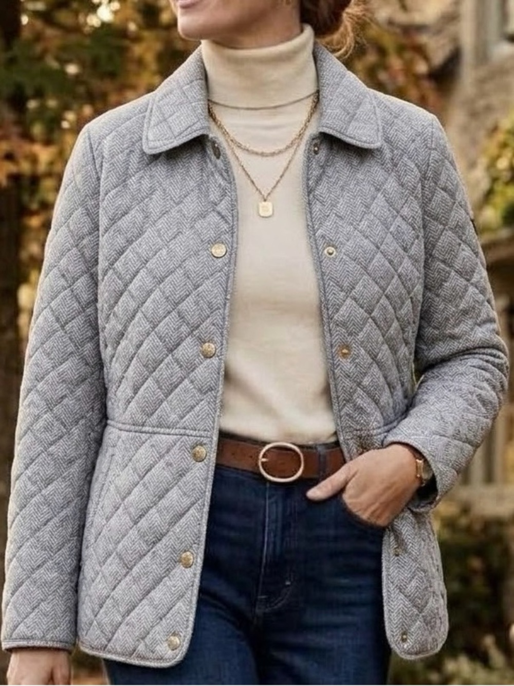 NWT Lauren Ralph Lauren Women’s Diamond Quilted Herringbone Jacket - Size Medium